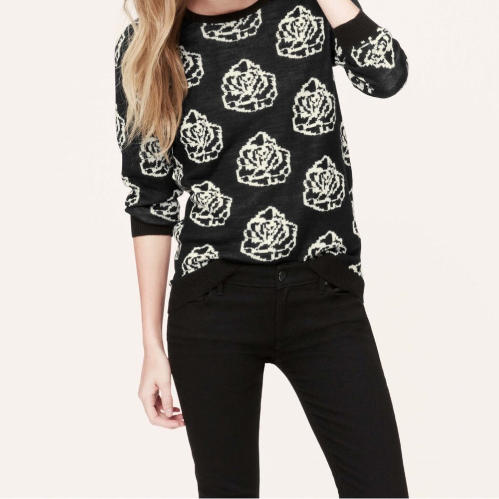 Loft size large Rose Garden Sweater Pullover Black